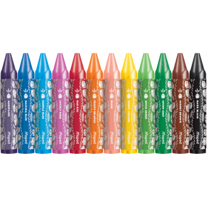 Мелки восковые Maped "Jungle fever Wax Jumbo", 12 цветов, ассорти  - 2