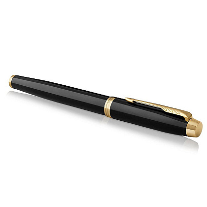 Ручка-роллер Parker "IM Black Lacquer GT", 0.5 мм, черный, золотистый, стерж. черный - 4