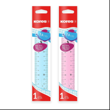 Линейка "Kores", 15 см, пластик, ассорти