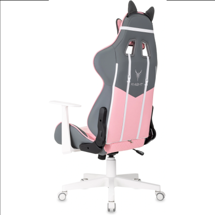 Кресло игровое Бюрократ Knight "Catzy", экокожа, пластик, серый, розовый - 9