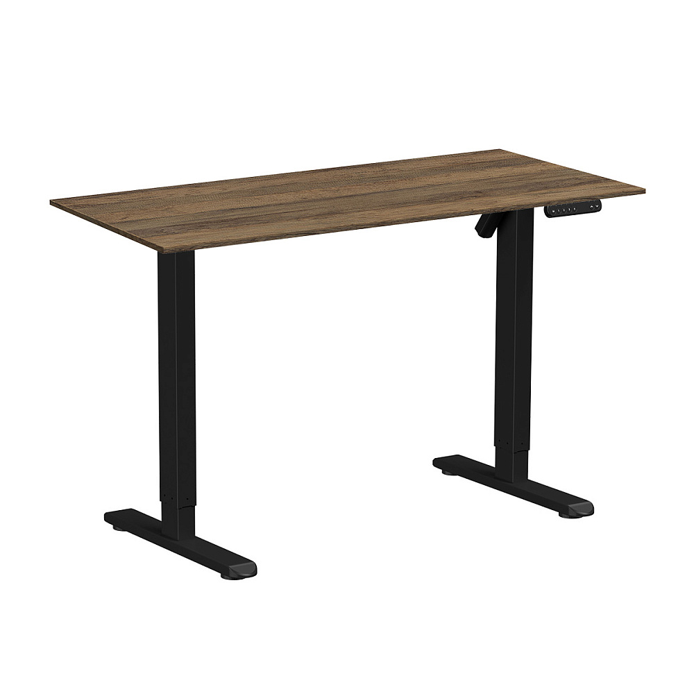 Стол с электроприводом WellDesk Basic 1300x675х18 черный/дуб санта-фе винтаж (9191456+9178196)