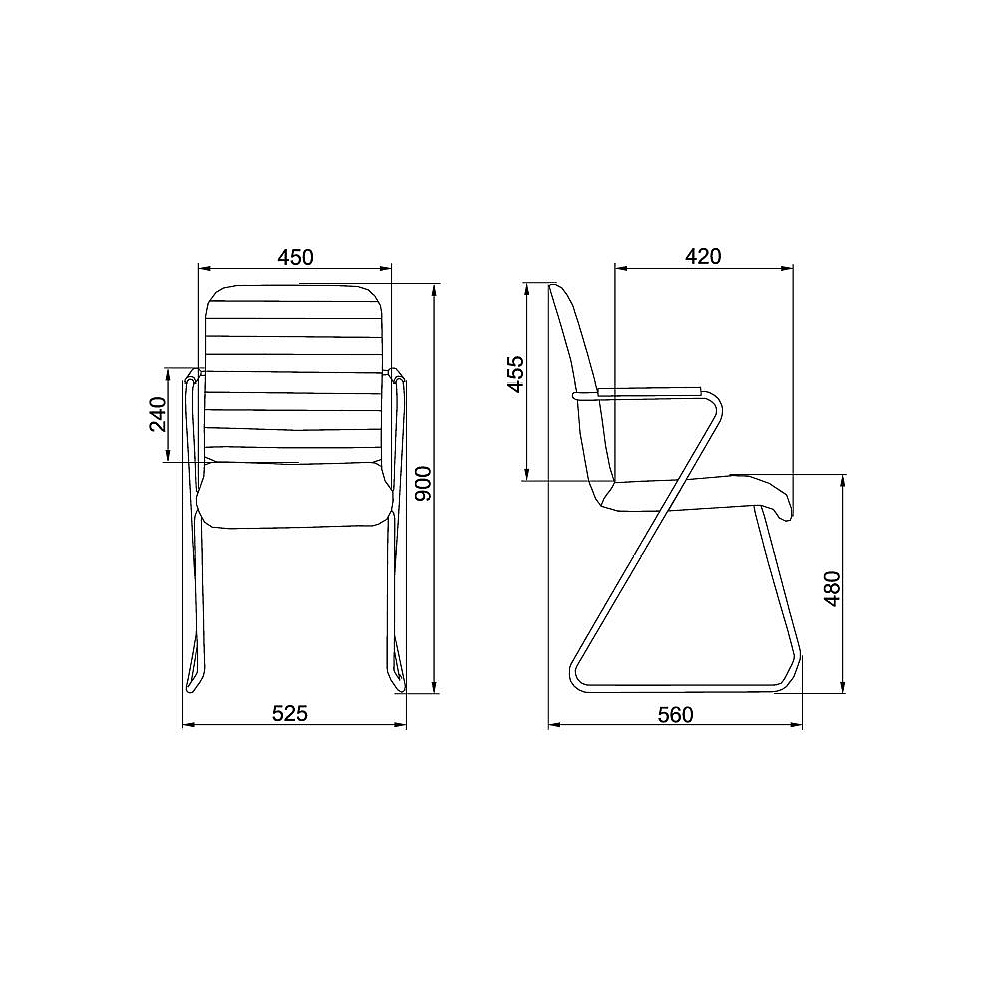 Кресло для посетителей SitUp TASK Chrome, экокожа черный - 3