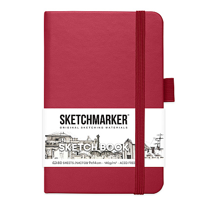 Скетчбук "Sketchmarker", 9x14 см, 140 г/м2, 80 листов, маджента