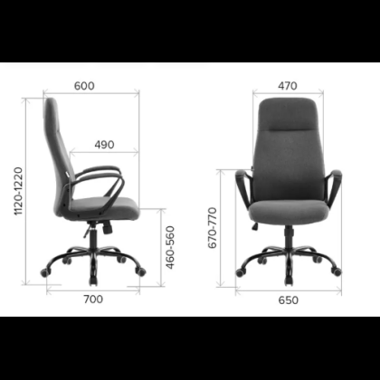 Кресло компьютерное EVERPROF Smart, ткань, серый, металл, корпус черный - 7