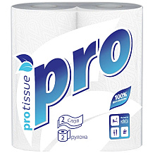 Полотенца бумажные PROtissue, 15м, 2 слоя, 2 рул, 100% целлюлоза