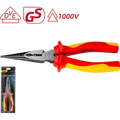 Длинногубцы диэлектрические Deli YS EDL512108, 200 мм, красный, желтый - 2