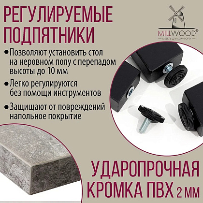 Стол письменный Millwood Лофт Сиэтл (ДТ-5), 1600х700 мм, бетон, черный - 9