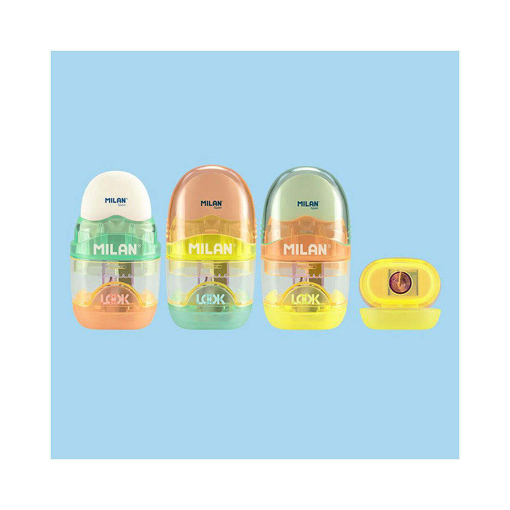Ластик-точилка Milan "Capsule New Look", контейнером, 1 отверстие, ассорти - 5