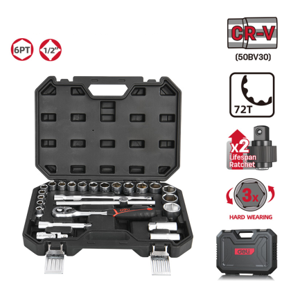 Набор инструмента 1/2" Deli RS EDQ43025, 25 шт. - 7