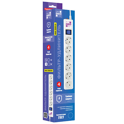 Сетевой фильтр Power Cube "SPG(5+1)-16B-1.9М", белый - 5