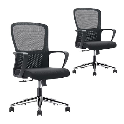 Кресло для персонала SitZone U-069B, сетка, ткань, черный, 2 шт/упак