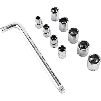 Набор головок торцевых Deli YS EDL2010T, 10-24 мм, 1/2", 10 шт., серебристый - 4