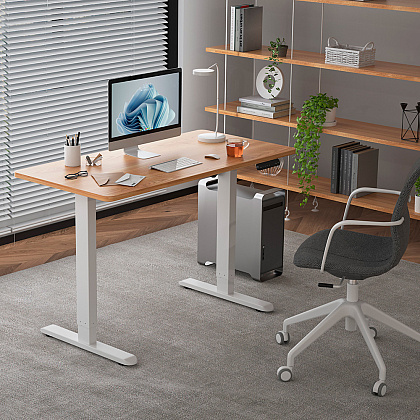 Стол с электроприводом WellDesk Prime 1300x675х18 белый/дуб канзас коричневый (9191462+9072451) - 3