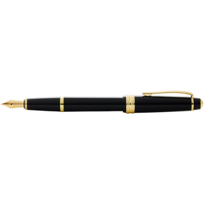 Ручка перьевая F "Bailey Light Polished Black Resin and Gold Tone", черный, золотой - 4