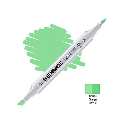 Маркер перманентный двусторонний "Sketchmarker", G103 зеленая бутылка
