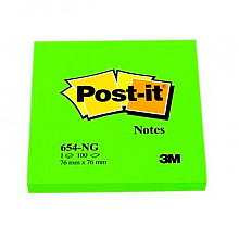 Бумага для заметок "Post-it Notes", 76x76 мм, 100 листов, зеленый неон