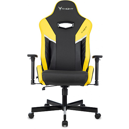 Кресло игровое Бюрократ Knight Thunder 5X экокожа, черный, желтый, металл - 16