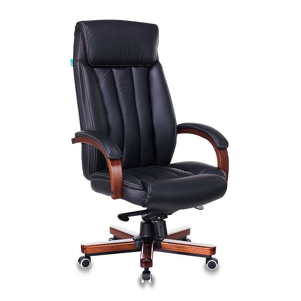 Кресло для руководителя Бюрократ "T-9922WALNUT/Black", кожа, дерево, черный