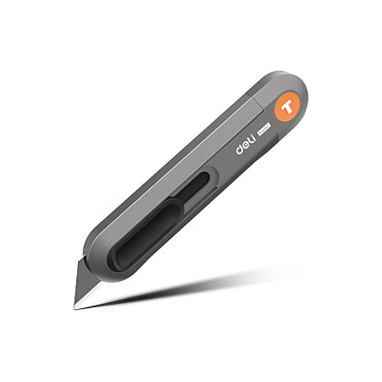 Нож строительный Deli HS HT4008C, 135x30 мм, трапеция, Soft Touch, оранжевый