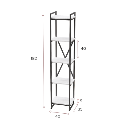 Стеллаж "Loft CH-2", 400х350х1820 мм, черный, белый крафт - 2