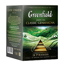 Чай «Greenfield» Classic Genmaicha, 20 пакетиков x1.8 г, зеленый