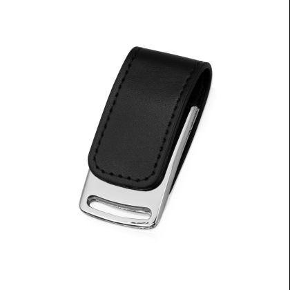 USB Flash 2.0 32 Gb VDL-014, метал, кож.зам., черный  - 3