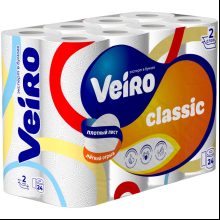 Бумага туалетная "Veiro Classic", 2 слоя, 24 рулона