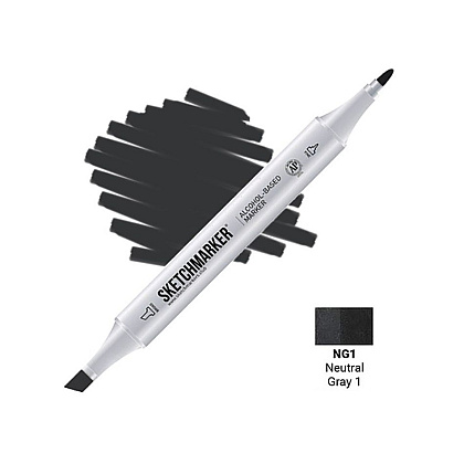 Маркер перманентный двусторонний "Sketchmarker", NG1 серый нейтральный №1