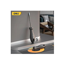 Набор отверток Deli HS EHT1002, 2 шт.(PH1х100,SL5х100), Soft Touch, черный
