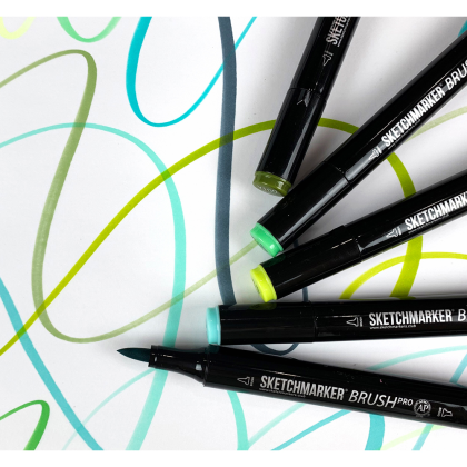 Маркер перманентный двусторонний "Sketchmarker Brush", B94 дымчатый голубой - 5