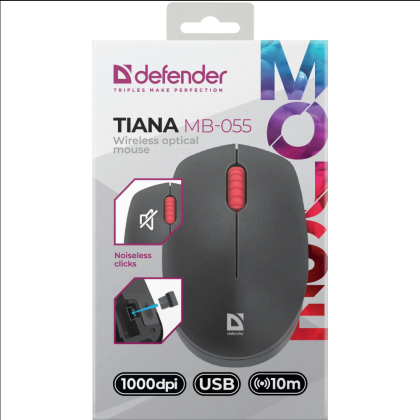Мышь DEFENDER "Tiana MB-055", беспроводная, 1000 dpi, черный - 5