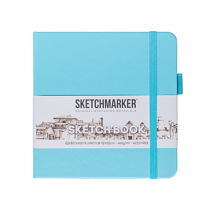 Скетчбук "Sketchmarker", 12x12 см, 140 г/м2, 80 листов, небесно-голубой