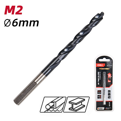 Сверло по металлу Deli RS EDH-MHZ060-E4, 6.0 мм, DIN 338, HSS-TiN - 2