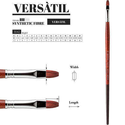 Кисть "Escoda Versatil Brush L/H", синтетика, темно-коричневый, плоская, №18 - 3