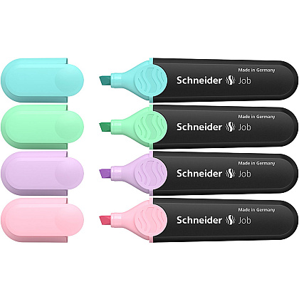 Набор маркеров текстовых "Schneider Job", 4 шт, пастельное ассорти