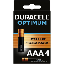Батарейки алкалиновые DURACELL "Optimum LR03/MX2400 (AAA)"
