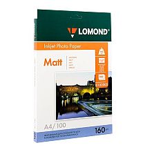 Фотобумага матовая для струйной фотопечати "Lomond", А4, 100 листов, 160 г/м2