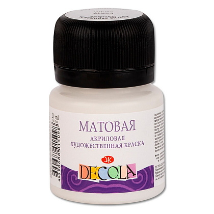 Краска акриловая матовая "Декола", 104 белая, 20 мл., банка