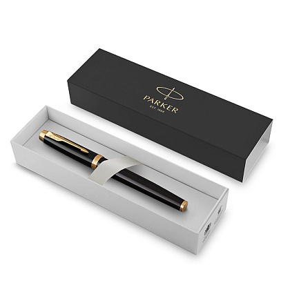 Ручка-роллер Parker "IM Black Lacquer GT", 0.5 мм, черный, золотистый, стерж. черный - 5