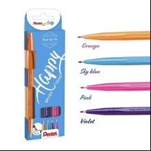 Маркер-кисть "Brush Sign pen. Happy", 4 шт