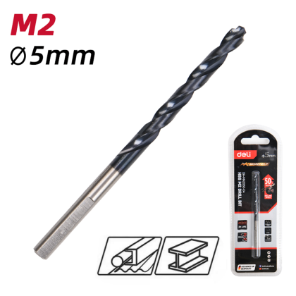 Сверло по металлу Deli RS EDH-MHZ050-E4, 5.0 мм, DIN 338, HSS-TiN - 3