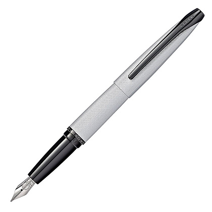 Ручка перьевая "Cross ATX Brushed Chrome Fountain Pen", M, белый, черный, патрон черный - 2
