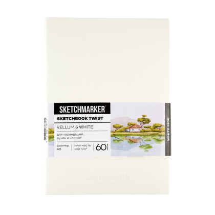 Скетчбук "Sketchmarker Vellum & White", А5, 120 листов, бумага молочная, белая