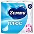 Бумага туалетная Zemma Плюс, 4 рулона, 2 слоя, белый
