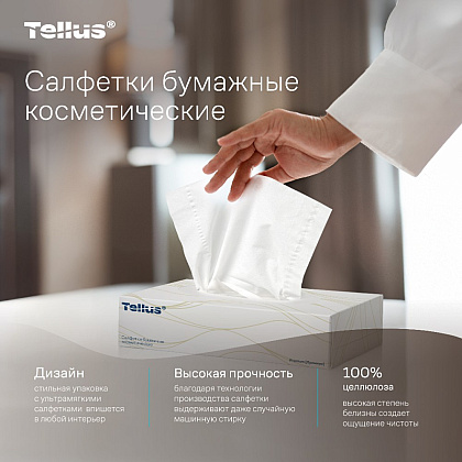 Салфетки косметические Tellus Премиум, 100шт/уп, FT1 - 3