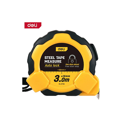 Рулетка Deli YS EDL3795, 3 м х 16 мм, желтый, черный - 4