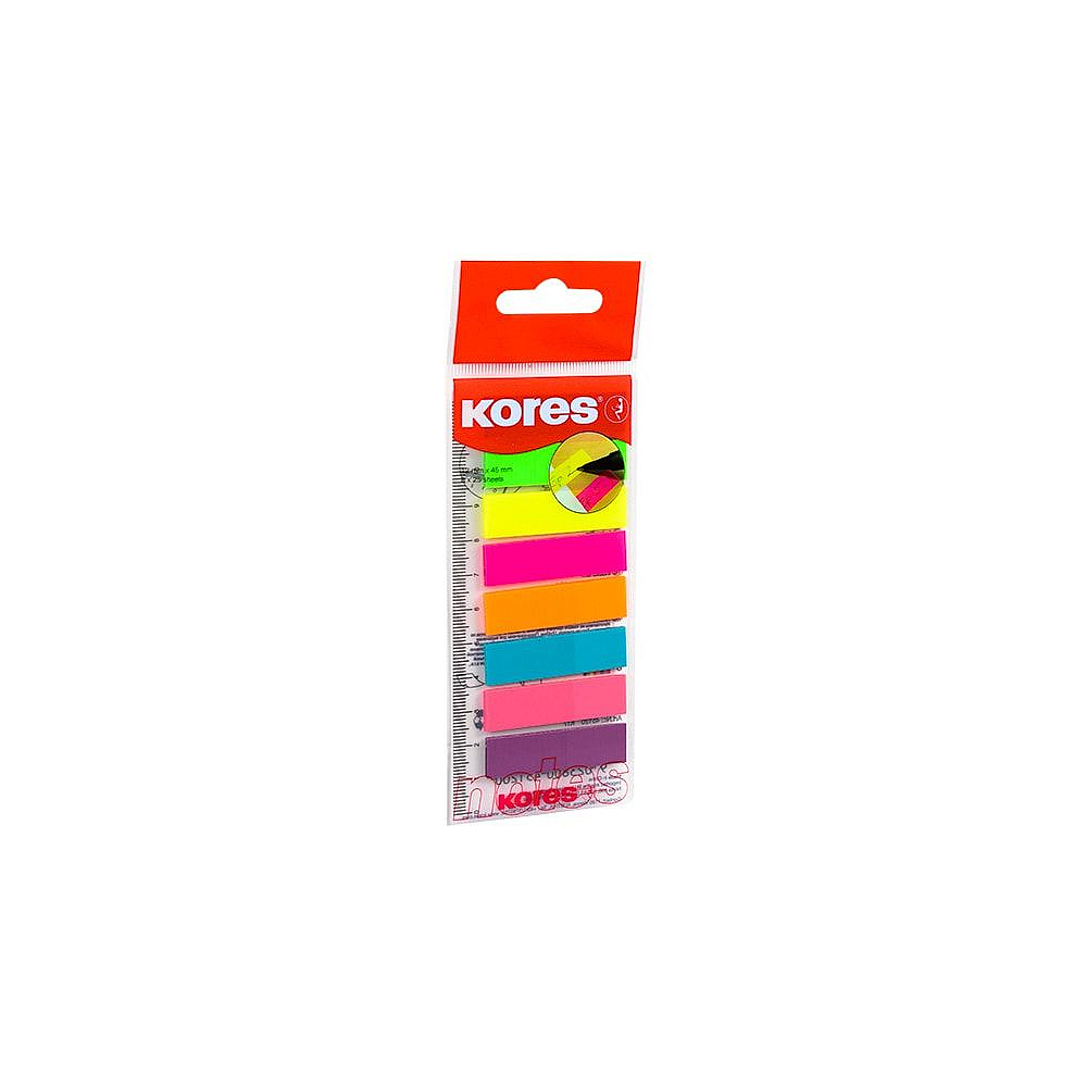Закладки клейкие "Kores", 12x45 мм, 200 шт, ассорти