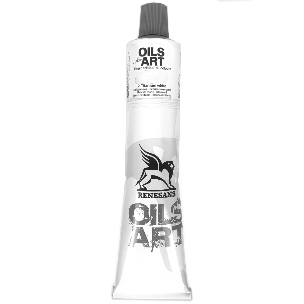 Краски масляные Renesans "Oils for art", 02 белила титановые, 140 мл, туба