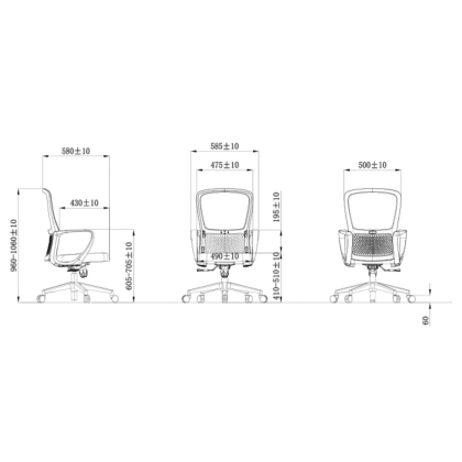 Кресло компьютерное SitZone U-069B, сетка, ткань, черный - 6
