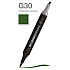Маркер перманентный двусторонний "Sketchmarker Brush", G30 оливковый зеленый
